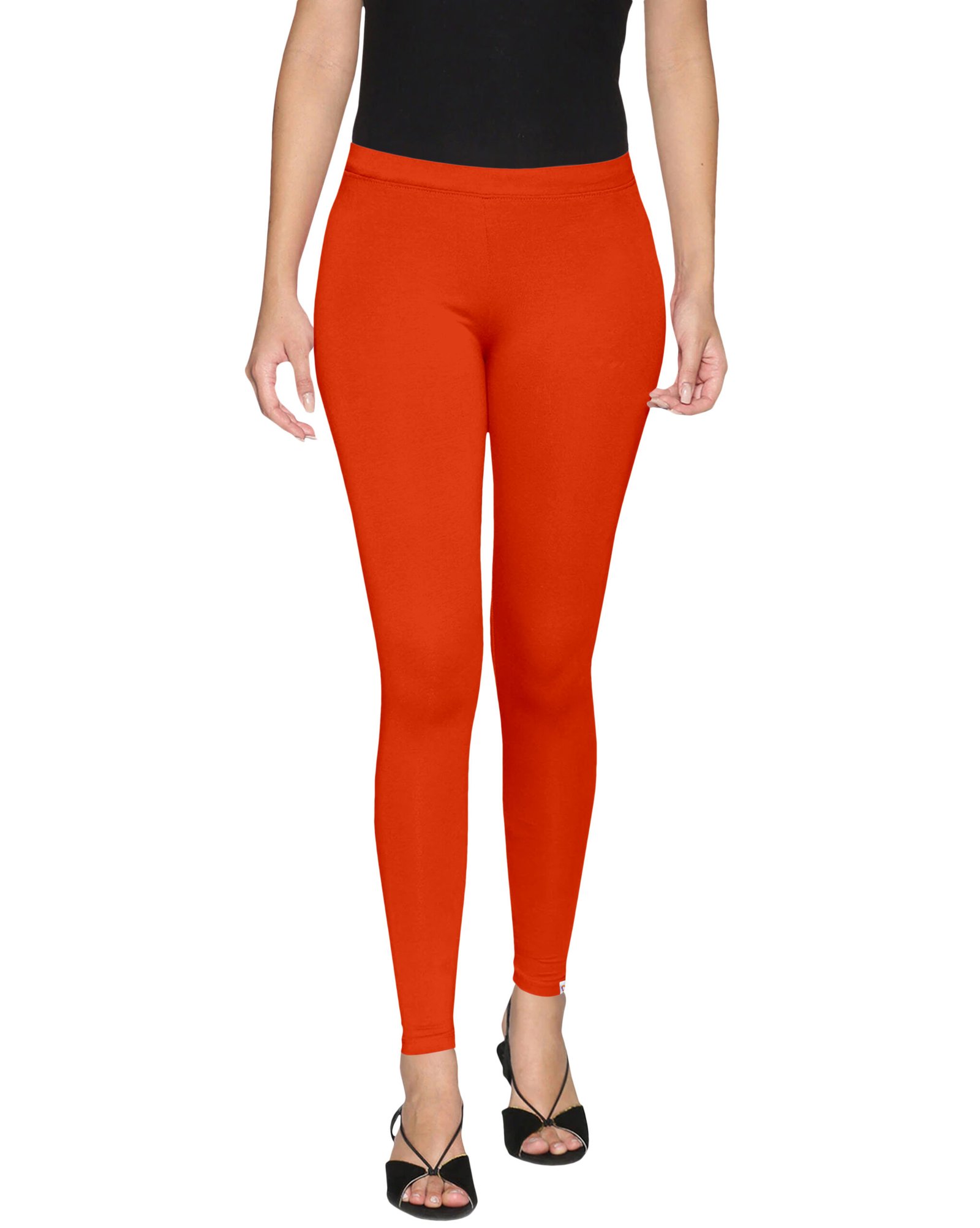 Orange Cotton Lycra Leggings
