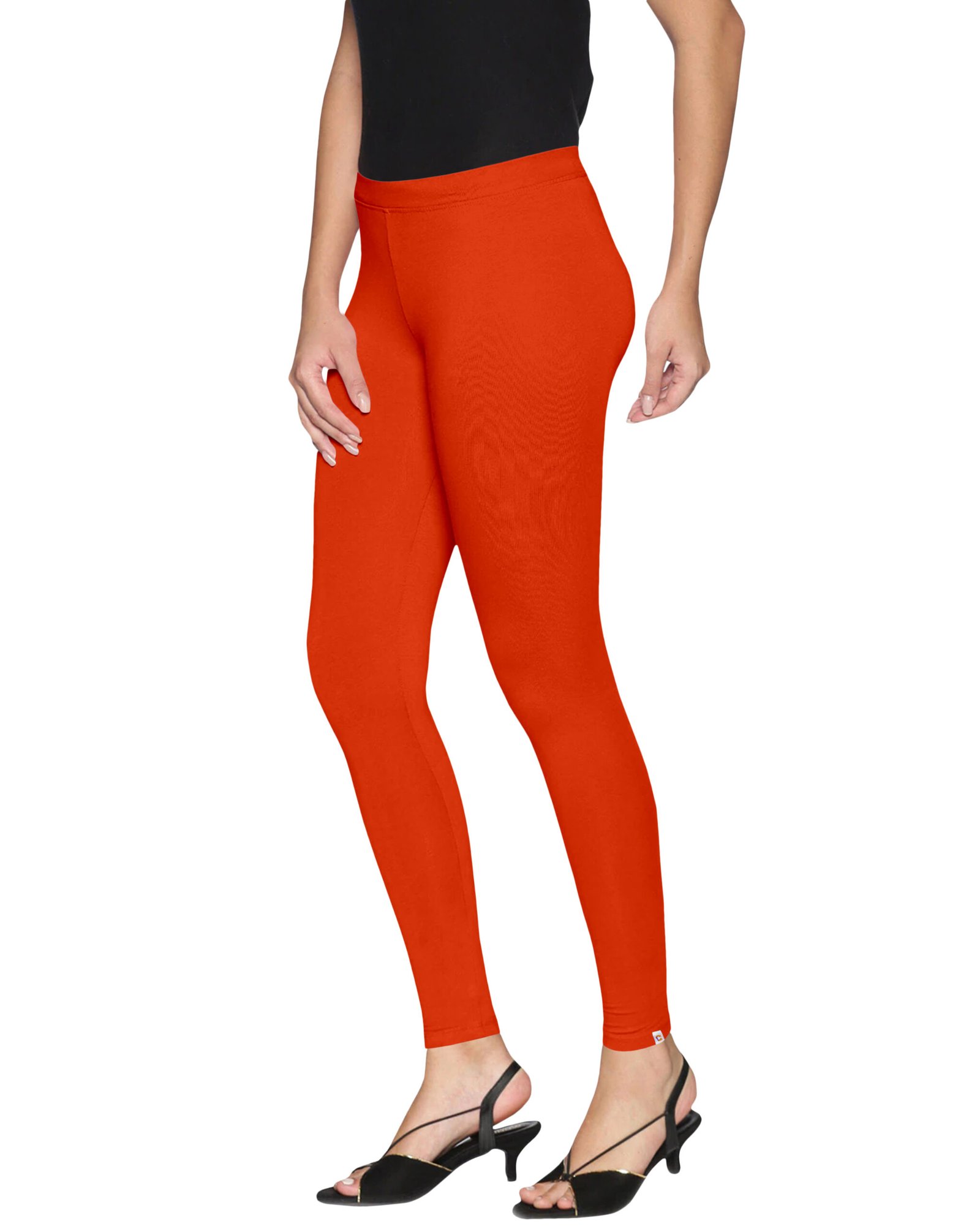 Orange Cotton Lycra Leggings - Image 3