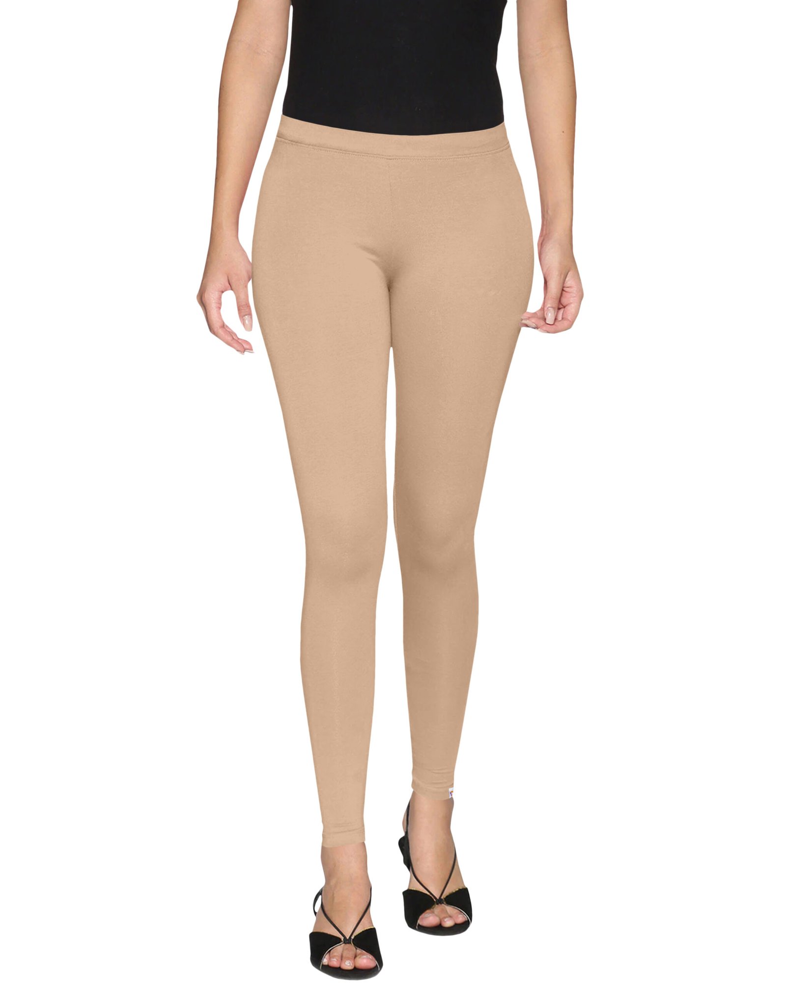 Beige Cotton Lycra Leggings